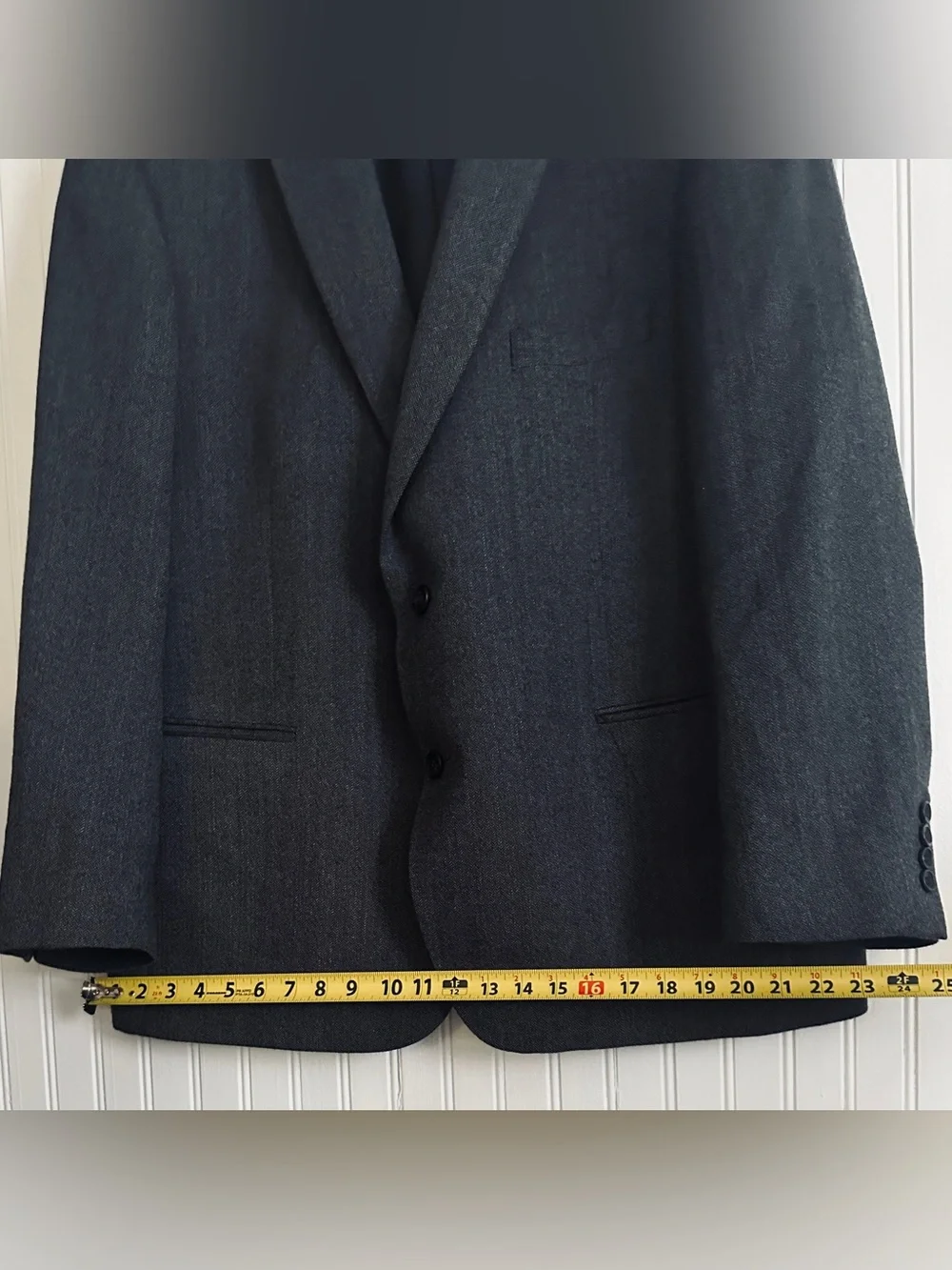 Men's Charcoal Gray Two-Button Wool-Blend Blazer (Designer Made)
